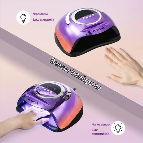 Vista 9 de Lámpara de uñas profesional de 300 W, secado rápido, sensor de movimiento automático, 4 ajustes de temporizador, cobertura uniforme de 72 LED