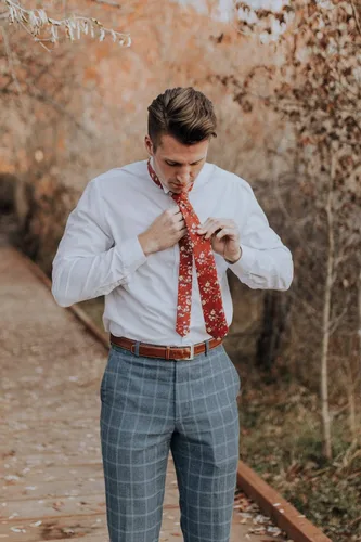 Vista 3 de DAZI - Corbata de algodón para hombre, diseño floral, ideal para bodas, novios, novios, misiones, bailes, regalos. Autumn