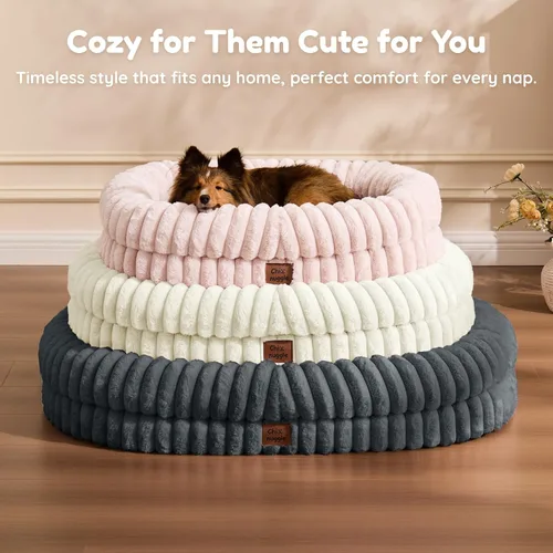 Vista 8 de Cama ortopédica para perro, funda lavable, sofá de piel Gris oscuro