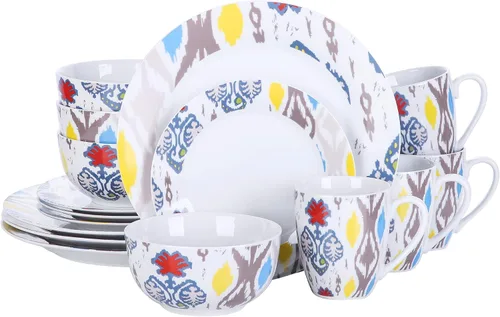 Vista 34 de VEWEET Annie - Vajilla de porcelana para 6 personas, 30 piezas, con platos y tazones, incluyendo cena, postre, sopa, tazas y platillos