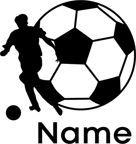 Vista 3 de Calcomanía personalizada con jugador de fútbol que pasa una pelota y una pelota enorme, decoración de fútbol de larga duración para la habitación