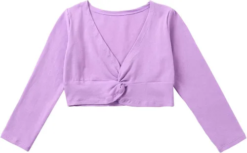 Vista 43 de JEATHA Suéter de manga larga para niñas y niñas con diseño de ballet, suéter corto para leotardo