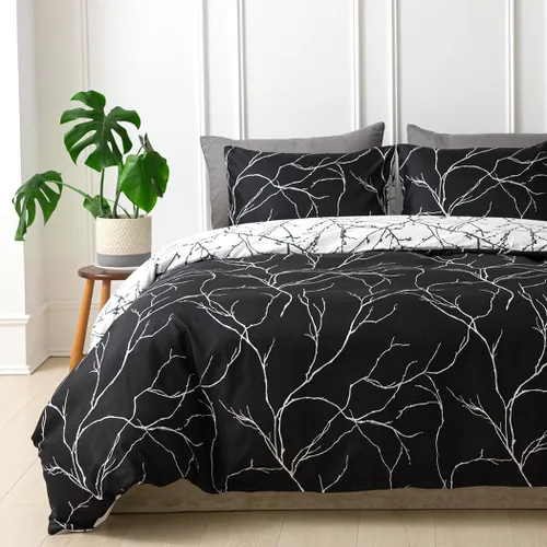 Vista 33 de Lekesky Funda de edredón reversible tamaño Queen, juego de funda de edredón tamaño Queen de 3 piezas, juego de ropa de cama de microfibra verde