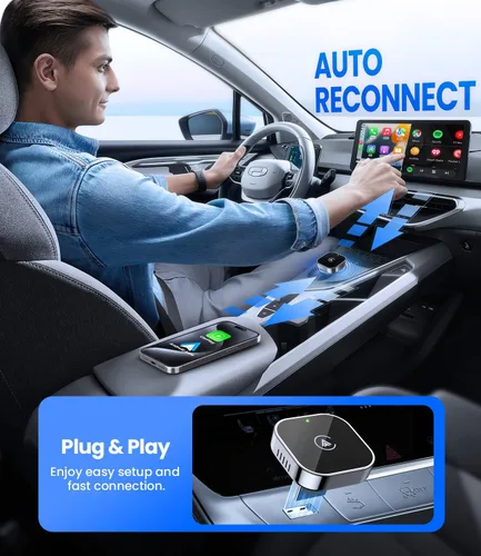 Vista 6 de Teeran Adaptador inalámbrico CarPlay y Android Auto 2 en 1