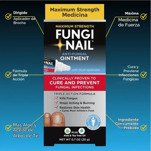 Vista 3 de Pomada Fungi Nail para hongo de dedo y pie (0.70 onzas), 17450, paquete de de 1, 1, 1 Mata el hongo del dedo del pie con tolnaftato y clínicamente