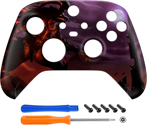 Vista 3 de eXtremeRate Dragon King - Carcasa para controlador Xbox Series X y S modelo 1914, placa frontal de repuesto personalizada para controlador Xbox Core