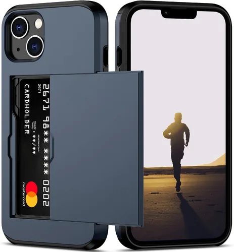 Vista 42 de Nvollnoe Funda para iPhone 13 con tarjetero [almacena 5 tarjetas] Funda tipo cartera de doble capa resistente a prueba de golpes con ranura oculta