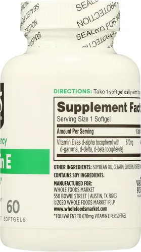 Vista 6 de 365 by Whole Foods Market, Vitamina E 1000 UI, 60