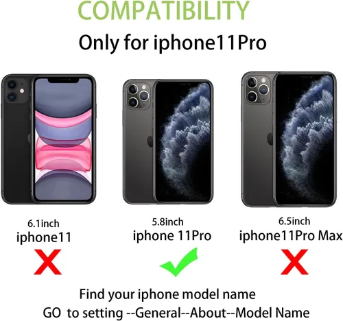 Vista 2 de Cavor Funda para iPhone 11 Pro con tarjetero, funda tipo cartera con tarjetero y tarjetero para iPhone 11Pro, funda de piel sintética con ranuras