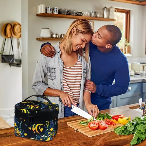 Vista 9 de Aosbos Bolsa de almuerzo para hombres y mujeres, bolsas aisladas para enfriar, bolsas térmicas, bolsa de almuerzo para contenedores de alimentos