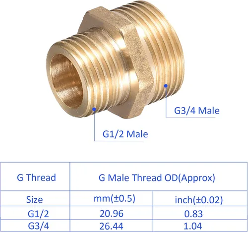 Vista 4 de M METERXITY Accesorio de tubería de rosca macho - Hex G1/2 x G3/4 Macho Rosca Tubería Adaptador, Acoplador Rápido, Aplicar a Tubo de Aire, Compresor
