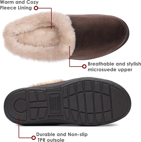 Vista 2 de DREAM PAIRS Pantuflas lavables de piel sintética para hombre, forro cálido y cómodo y suela antideslizante, zapatos de invierno para dormitorio