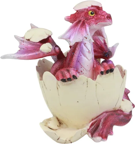 Vista 3 de Gifts & Decor Ebros - Figura de dragón rojo desconcertado en huevo de 3.25 pulgadas de alto, diseño de dragón emergente de la estatua del huevo