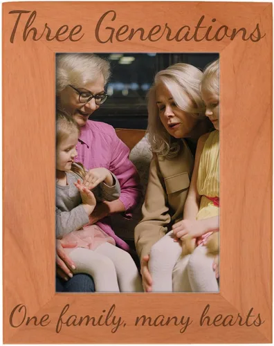 Vista 17 de Gifts For All By Rachel Olevia Five Generations One Family Many Hearts - Marco de fotos de madera natural grabado de 4 x 6 pulgadas, diseño