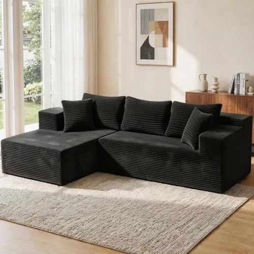 Vista 12 de Bashaw Sofá modular de 108 pulgadas con diván, sofá sin hueso en forma de L, asiento profundo, tapizado, sin hueso, para sala de estar