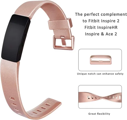 Vista 2 de IEOVIEE 4 Pack Compatible Bands for Fitbit Inspire 2, HR, Ace 2 & Inspire, Adjustable Silicone Sport Wristbands Negro+oro rosa+rojo vino+blanco