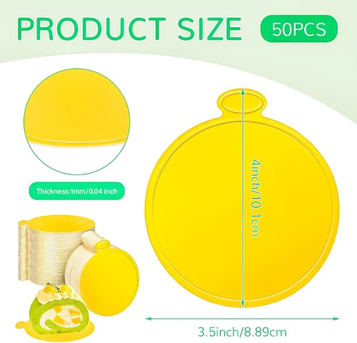 Vista 2 de 50 piezas de mini tablas de pastel, 8,9 cm, doradas, redondas, base circular de cartón para pastel, mini tabla circular de postre, pequeñas placas