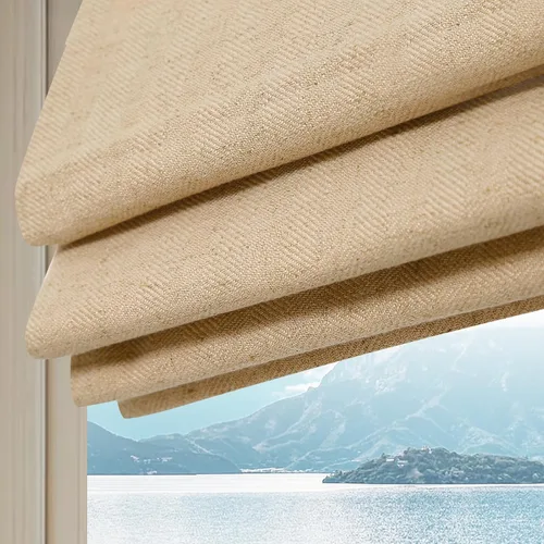 Vista 7 de Persianas romanas de bambú, sin cordón, de nogal personalizado, opacas, oscurecimiento de la habitación, persianas de madera tejida, persianas