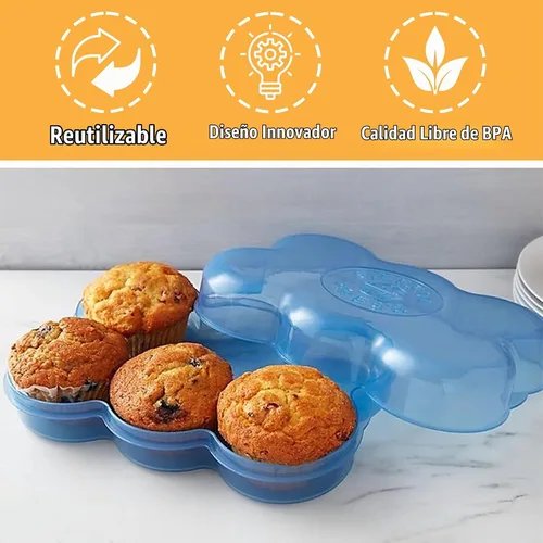 Vista 3 de Muffin Fresh - Contenedor de almacenamiento con tapa, 1 unidad, capacidad para 6