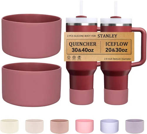 Vista 26 de HEYSKAY Base protectora de silicona para botas Stanley Quencher Adventure de 40 onzas y vaso Stanley IceFlow de 20 onzas y 30 onzas, y compatible 2