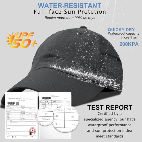 Vista 49 de Gorra de béisbol impermeable para hombre, sombrero de lluvia plegable para correr al aire libre, sombrero de pesca solar