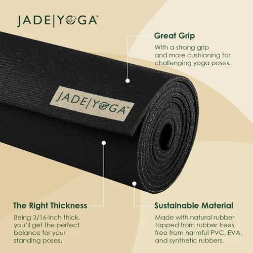 Vista 3 de JadeYoga Harmony Alfombrilla de Yoga - Alfombrilla de Gimnasio Fitness Duradera y Gruesa, Alfombrilla de Yoga de Goma Natural Antideslizante
