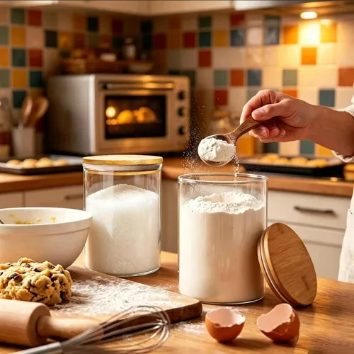 Vista 8 de 2 bolsas de tarros de almacenamiento de vidrio cubiertos de bambú para alimentos secos