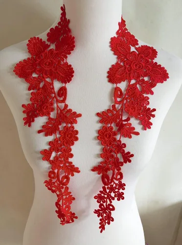 Vista 5 de 1 par de apliques de bordado para boda, encaje floral, adornos de costura (negro A)