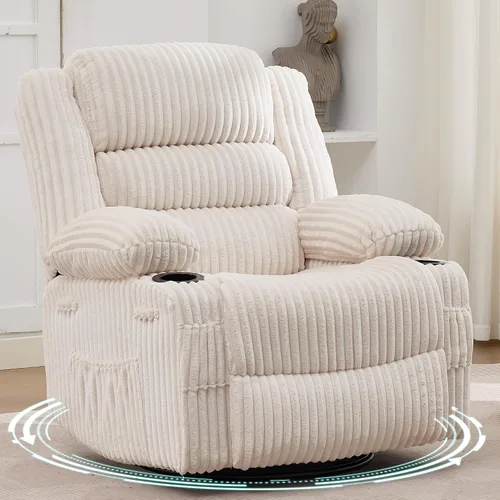 Vista 21 de Garvee Silla reclinable mecedora para adultos amplia giratoria de 360° Marrón