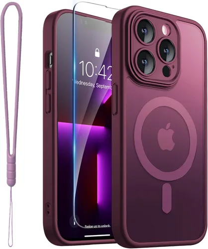 Vista 37 de ROYBENS Funda transparente mate para iPhone 12 Pro-Max compatible con Magsafe, protección completa de lente de cámara, protector de pantalla, correa