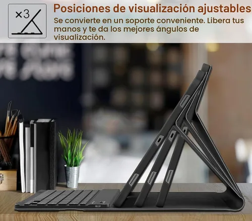 Vista 4 de Funda con teclado para Samsung Galaxy Tab S10 Lite/S10 FE/S9 FE 5G 10.9 pulgadas/Tab S9 11 pulgadas, teclado inalámbrico Bluetooth desmontable