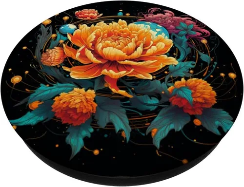 Vista 2 de Floral Flowers Marigolds PopSockets PopGrip intercambiable