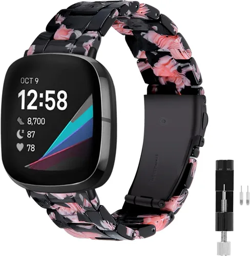 Vista 27 de Correa de reloj de resina compatible con Fitbit Versa 4/Sense 2/Versa 3/Sense 1, pulsera brazalete de moda ligera y ajustable de repuesto