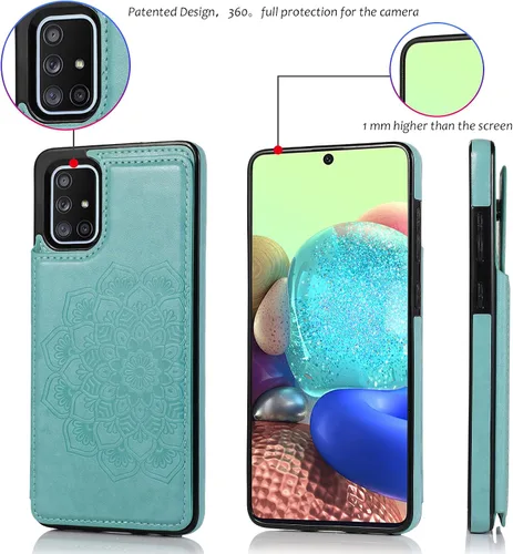 Vista 7 de Asuwish Funda compatible con Samsung Galaxy A71 4G y protector de pantalla de vidrio templado, accesorios para celdas, ranura para tarjetero