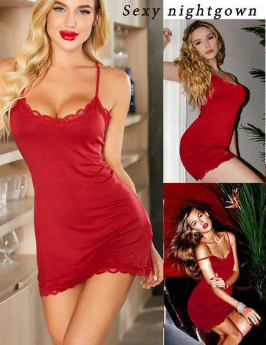 Vista 4 de Avidlove - Ropa de dormir sexy para mujer camisón de algodón para mujer lencería para mujer