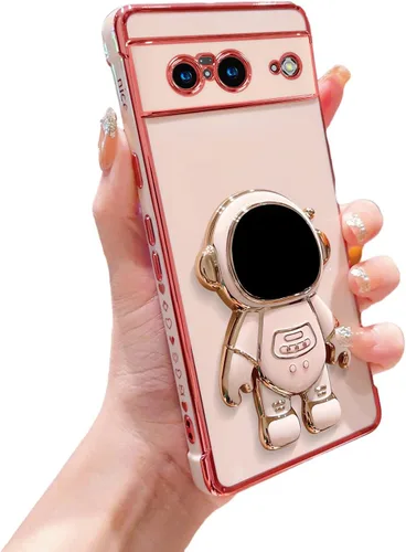 Vista 30 de phylla Funda para teléfono para Google Pixel 7A 6.1" 5g, Funda de teléfono con soporte astronauta chapado de lujo con patrón lateral pequeño