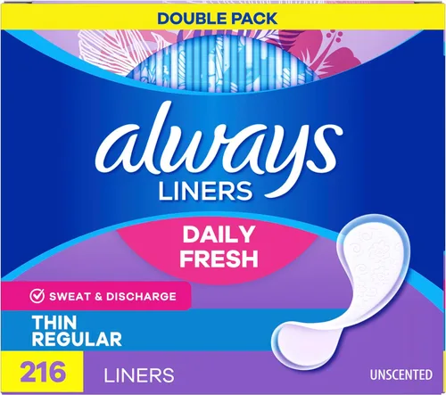 Vista 11 de Always Daily Fresh Thin Liners, absorción regular, protectores de braga sin perfume, 864 unidades, paquete de 4