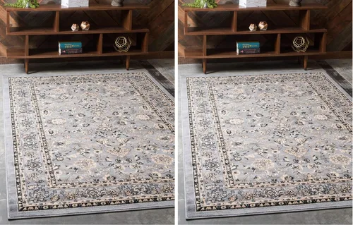 Vista 111 de Unique Loom Sialk Hill Collection - Alfombra de área Washington (6' 1" x 9' Rectángulo Burdeos/Crema)