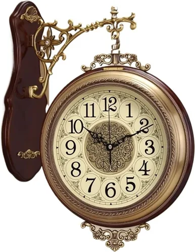 Vista 9 de Wall Clock Double Sided Clock Double Sided Quartz Wall Clock Simple Copper Art Wall Clock Creative Reloj Pared Decorativo Home Decoration-Style2-20
