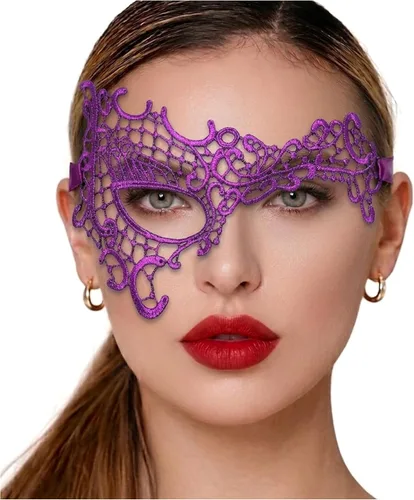 Vista 50 de Masquerade Mask For Women Lace Masquerade Mask for Masquerade Party, Proms, Venetian Party, Mardi Gras, Halloween & Cosplay Ana Bg Pluma de Pavo Real