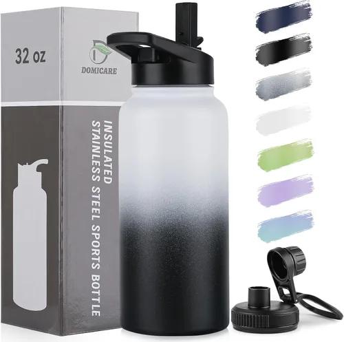 Vista 81 de DOMICARE Botella de agua para niños de 16 onzas para la escuela, de acero inoxidable, con aislamiento al vacío de doble pared, botella de agua