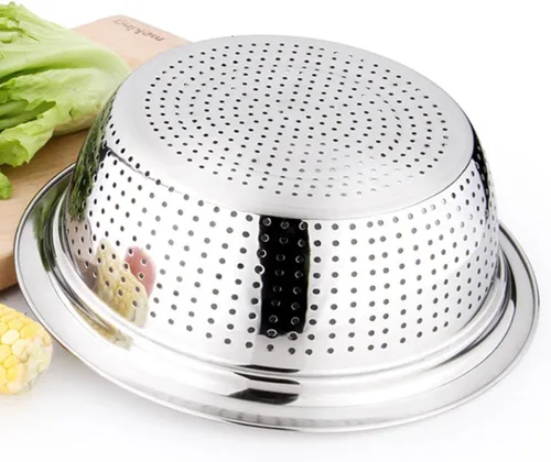 Vista 6 de Stainless Steel Rice Washing Sifter Basin with Widened Edges