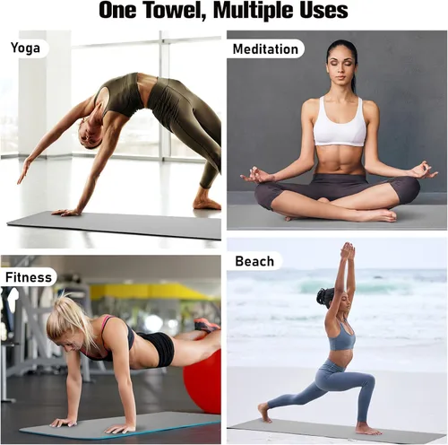 Vista 6 de MoKo Toalla de yoga caliente, toalla antideslizante con puntos de agarre, 74.4 x 27.3 pulgadas, cubierta de esterilla de yoga para pilates, fitness