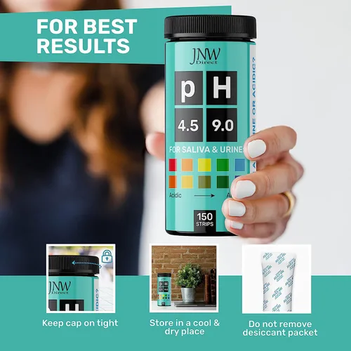Vista 6 de Tiras de prueba de pH para orina y saliva, 150 tiras de prueba de pH de papel tornasol con libro electrónico, prueba rápida y fácil de nivel de pH