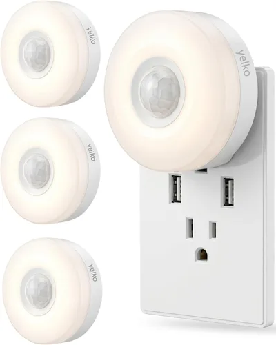 Vista 10 de YELKO Luz nocturna con sensor de movimiento: luz nocturna LED antideslumbrante blanca cálida de 3000 K, ultra brillante, acogedora, suave,