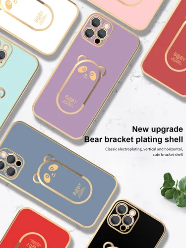 Vista 3 de Funda compatible con Samsung Galaxy A12 5G Carcasas con 6D chapado Panda Hidden Kickstand y protector de lente de cámara, cubierta de TPU Negro