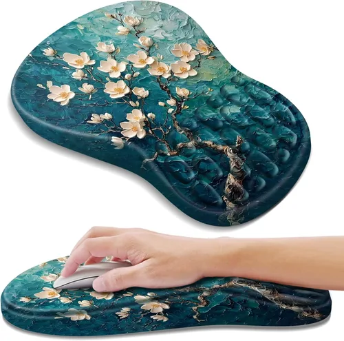 Vista 27 de YIWEI Alfombrilla de mouse ergonómica con soporte para muñeca, alfombrilla de mouse de espuma viscoelástica de gel para teclado de computadora