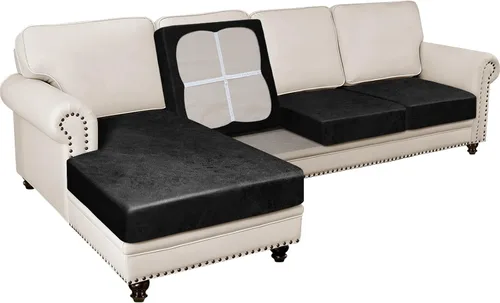 Vista 47 de Fundas para sofá modular, funda para sofá con aspecto de cuero, forma de L, 2 piezas, funda elástica suave para sofá seccional, protector de muebles