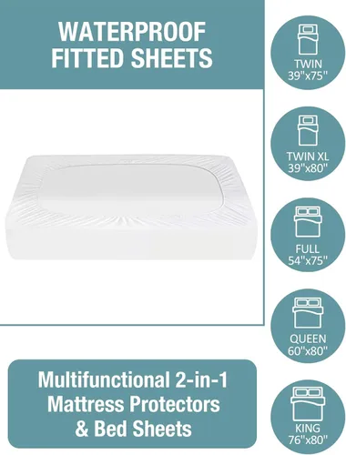 Vista 6 de Bedecor Paquete de 2 protectores de colchón Twin tamaño individual, protección impermeable, cubierta superior suave de algodón de rizo, para bebés