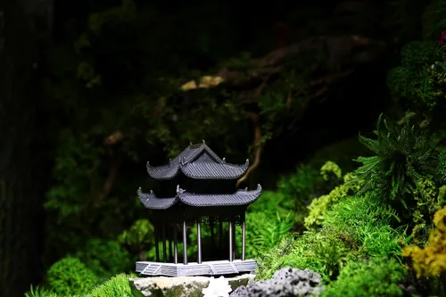 Vista 3 de KARESANSUI Pabellón chino tradicional - decoración de terrario, decoración de acuario chino, accesorios de jardín de hadas, decoración de paludario